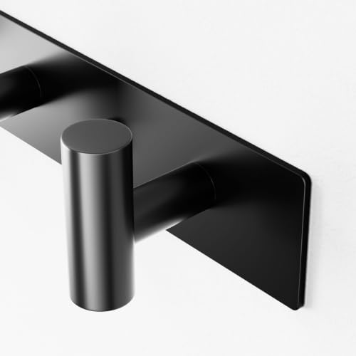 Black Wall Mounted Coat Rack – 4 T-Shaped Hooks on 12.6" Rail, (1 Pack) - color: Black