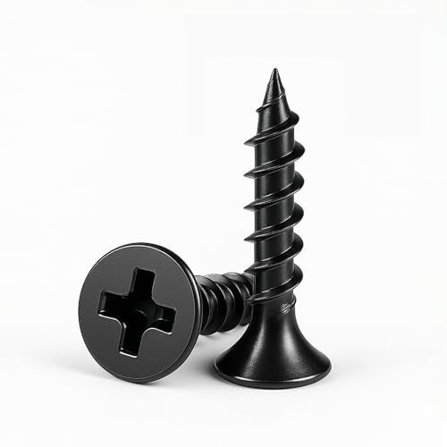 #7 x 1-1/4" Black Drywall Screws for Wood, Flat Head Self Tapping (100Pcs) - size: #7 x 1-1/4" (100Pcs)