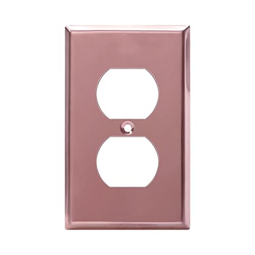 ENERLITES Duplex Receptacle Metal Wall Plate, 1-Gang, Polished Rose Gold - color: Polished Rose Gold, size: Standard Size