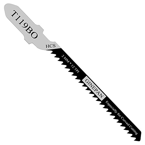 Jigsaw Blades T Shank 20PCS T119BO with Storage Case | Compatible with Bosch Dewalt Black and Decker Jig Saw Blades Set for Wood, 3 in. 12 TPI Curved & Scrolling Fast Cuts - style: T119BO-20