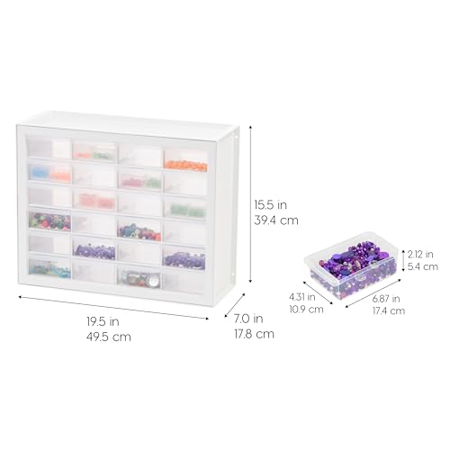 IRIS USA 24-Drawer Plastic Storage Cabinet, Teacher Toolbox, White - color: White, size: 24 Drawer