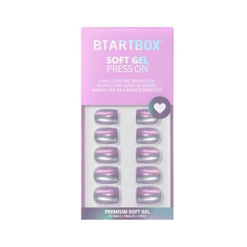 BTArtbox Press on Nails, Short Square Purple Fake Nails, 32Pcs Full Kit - color: A2-Glass Ocean