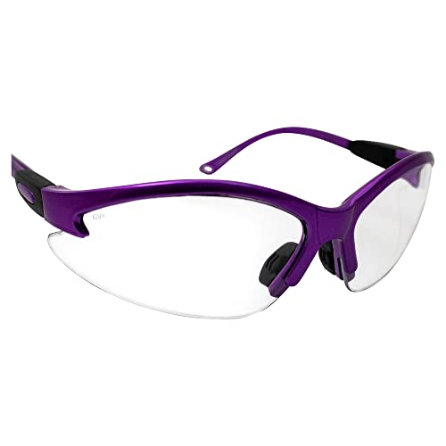 Global Vision Cougar Safety Glasses Nurses Dental Assistant Glasses Shooting Glasses for Women Men Clear Lens (Purple) - color: Purple