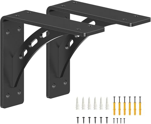 6 inch x 5 inch Heavy Duty Shelf Brackets ,Premium Alloy Metal Mantel Brackets (Set of 2) Fireplace Mantel Brackets - Countertop Support (6'' x 5 '') - size: 6 inch x 5 inch