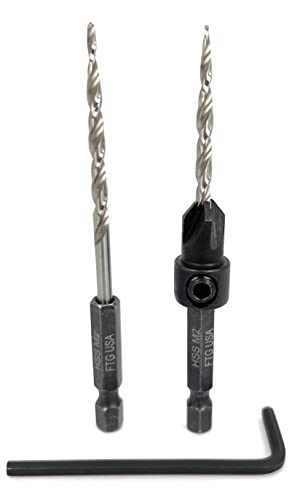 FTG USA #6 (9/64") Wood Countersink Drill Bit w/ 1 Repl. Bit & Hex Key - size: #6, style: Single + 1 Bit