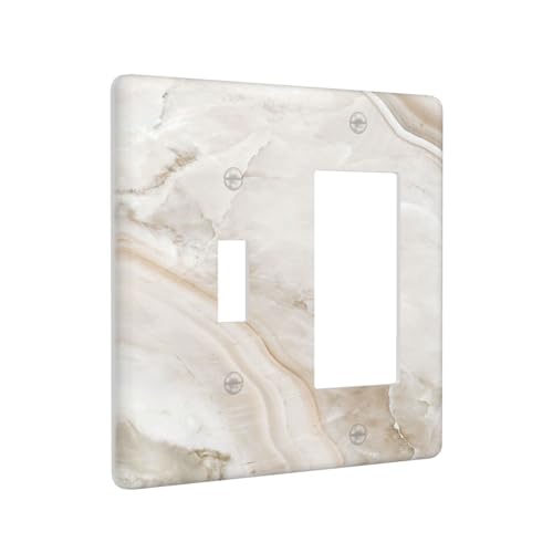 Luxurious Beige Brown Cloudy Marble Texture Outlet Covers 1 Toggle 1 Rocker Combination Decorative Wall Plate Electrical Switch Plates Light Switch Cover Plate for Kitchen Bathroom Home Decor - color: Luxurious Beige Brown Cloudy Marble Texture, size: 1 T