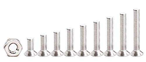 300Pcs Metric M2.5 Stainless Steel Phillips Countersunk/Flat Head Machine Screws Nuts Assortment Kit- M2.5X 4mm/ 6mm/ 8mm/ 10mm/ 12mm/ 14mm/ 16mm/ 18mm/ 20mm - size: M2.5