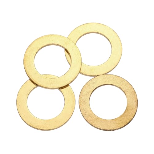 PATIKIL M20x32x2mm Flat Washers, 4PCS Brass Automotive Drain Plug Gaskets Flat Ring Oil Crush Washer Spacers for Faucets Garden Bolts Screws Hose, Golden - size: M20x32x2mm