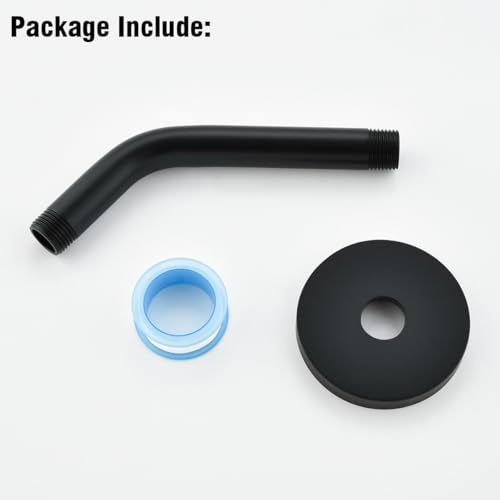 RANDOM Shower Arm with Flange,Black 6 Inches Wall Mount Angle Shower Head Extension Arm For Fixed Shower Head,Matte Black.RD91018-6MB - color: 6″ Matte Black(Round Flange)