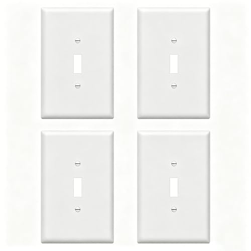 ZEFTV Over-Size Toggle Light Switch Wall Plates 1-Gang 5.5" x 3.5" Switch Electrical Cover Plate Unbreakable Thermoplastic Faceplate, White (4 Pack) - color: Over-Size,Single Toggle, size: 4 Pack