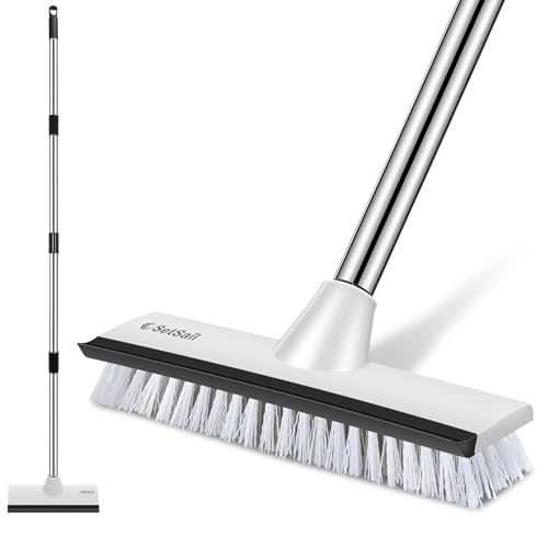 SetSail Floor Scrub Brush, 51-Inch Adjustable Long Handle Brush,Black White - color: Black White, size: 10in