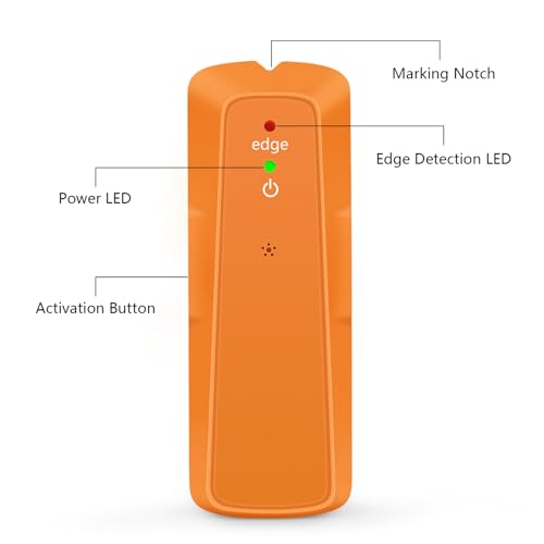 Stud Finder Wall Detector, Electronic LED Sensing Scanner with Audio Alert and Marking Notch for Drywall Plywood Shock Plastic Yellow 1 Pack - color: Orange