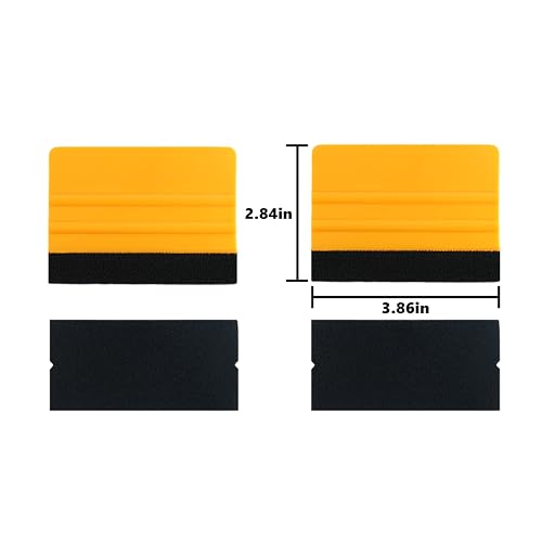 2-Pack Felt Edge Squeegee Tool for Vinyl Wrap & Wallpaper Smoothing, Plastic Scraper with Replacement Fabric Felts, Anti-Scratch Applicator for Car Window Tint, Glass Film & Craft Decals - color: yellow