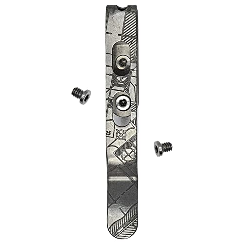 Pocket Clip for Leatherman Free P & T Series, ARC, Bond and Curl Multi-tools | Titanium TC4 - Matte | Titanium Screws | 5 Custom Designs - ‘House Plans Matte’