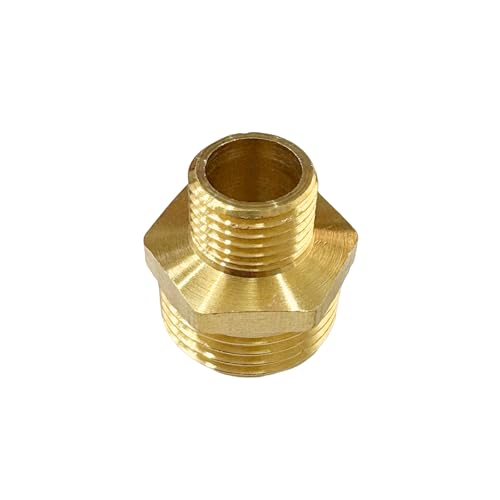 1/2" x 1/4" Male Threaded Hex Nipple Reducer Brass NPT Pipe Fitting Adapter Straight Connectors Pack of 5 - size: 1/2" x 1/4" -5 Pack
