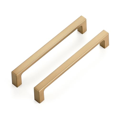 Ravinte Champagne Bronze Kitchen Square Cabinet Handles 5 Inch 10 Pack - size: 5 Inch Hole