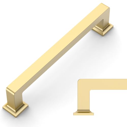 Amerdeco 10 Pack Brushed Gold Cabinet Pulls 5 Inch(128MM) Hole Centers Kitchen Cabinet Handles Cabinet Hardware Kitchen Handles for Cabinets Cupboard Handles Drawer Pulls ZH0019 - color: Brushed Gold, size: 5" Hole Center