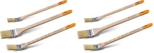 ROLLINGDOG 25mm, 38mm, 50mm Radiator Paint Brush Set -3PC Long Handle Paint Brushes, Bent Ferrule Brushes for Radiator, Piep, Ceiling and High Walls (Pack of 2) - size: 25mm, 38mm, 50mm (Pack of 2)