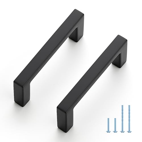 JOY DECOR Matte Black Cabinet Pulls Slim Square Handles 2-1/2 Inch, 10 Pack - size: 2-1/2 Inch Hole Center