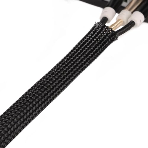 25ft PET Expandable Braided Cable Sleeve 1/6inch(4mm) Pet Braided Cable Sleeve for Audio Video Device Wire Automotive Wire (Black) - color: Black, size: 4mm"(1/6 inch)