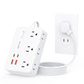 DEPOW 2 Prong to 3 Prong Adapter Power Strip-6 Outlets 4 USB Port (2USB-C - color: White, size: 5 FT(2 prong plug)