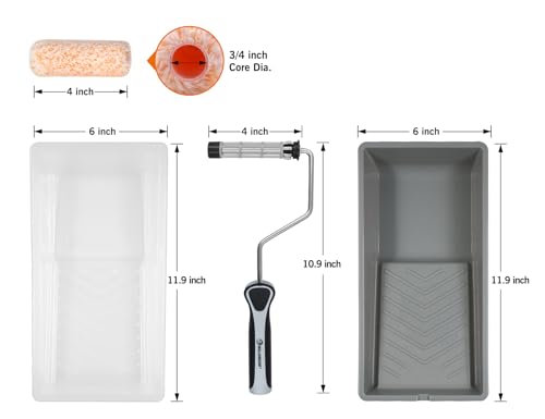 ROLLINGDOG 4 Inch Paint Roller Kit - color: Microfiber Roller With Tray