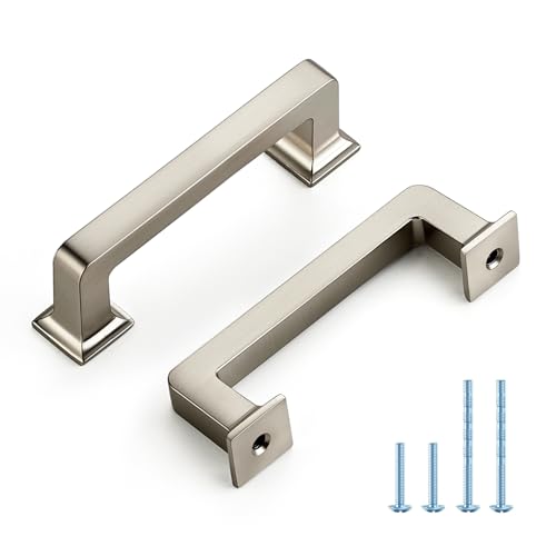 HOME EDIT Brushed Nickel Cabinet Handles Zinc Pulls 3 Inch 5 Pack - color: Brushed Nickel, size: 3 inches Hole Center