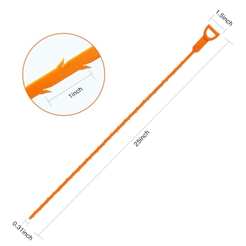 Drain Clog Remover, 25.2inch Flexible Long Pipe Snake Hair Clogs Catcher Cleaner Tool for Toilet, Kitchen Sink, Bathroom Tub, Sewer Drain - color: Orange 25.2inch