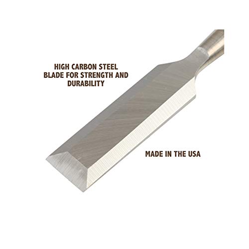 Buck Brothers 120101BC 1/4" Wood Chisel Made in USA, For Paring and Finishing Cuts in Carpentry and Woodworking, Tempered Tool Steel Blade, Mallet-Safe Handle - size: 1/4"
