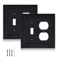 Matte Black Decorative Outlet Covers Wall Plates, Bamboo Fiber Light Switch Covers, Natural Material Electric Receptacle Switch Plate Outlet Cover of various styles (2 Gang Toggle/Duplex 2 Pack) - size: 2 Gang Toggle/Duplex 2 Pack
