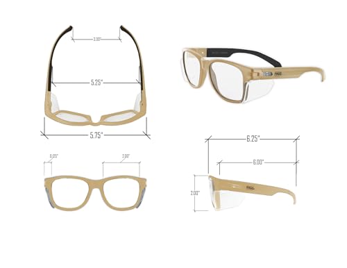 MAGID Gemstone Y50 Performance Anti-Fog Safety Glasses with Side Shields - color: Clear Lens | Coyote Tan, size: 6 Pairs