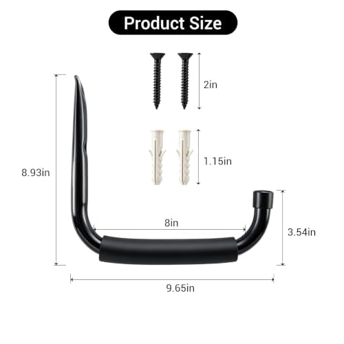 Garage Hooks, 9 Inch Heavy Duty J Wall Hooks, 50 Lb, Black, 4 Pack - size: 9 in