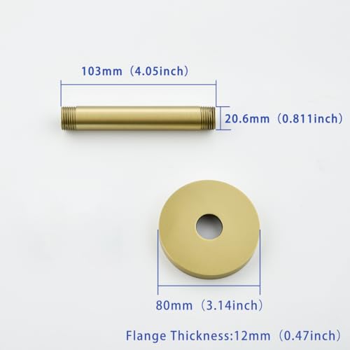 Wall Mounted Stainless Steel Shower Arm Shower Head Extension Pipe Bathroom Accessories 4 Inch Brushed Gold,SW-RD91038-4BG. - color: Circular Flange-4" Brushed Gold