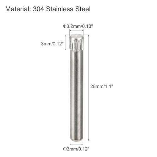 uxcell 3x28mm 304 Stainless Steel Dowel Pins, 50Pcs Knurled Head Flat Chamfered End Dowel Pin, Wood Bunk Bed Shelf Pegs Support Shelves Fasten Elements - size: 3x28mm