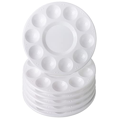 Hutou 6 Pack Paint Tray Palettes, Round, White - color: 6 Pack