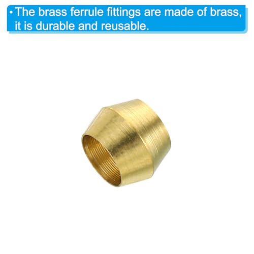 PATIKIL 5mm Tube OD Brass Compression Sleeves Ferrules, 50 Pack Brass Ferrule Fitting Brass Compression Fitting Assortment Kit for Air Water Gas Pipe - size: 5mm