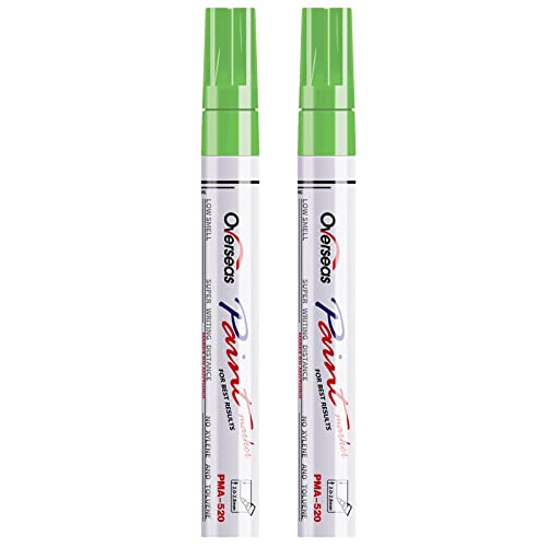 Overseas Light Green Paint Pens Permanent Markers, 2 Oil Based Makrers - color: Light Green
