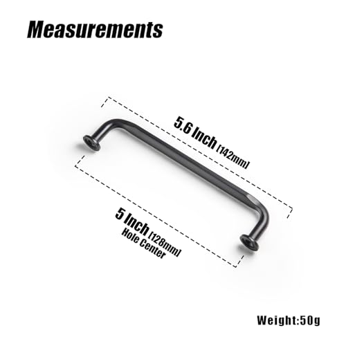 12 Pack Black Zinc Alloy Cabinet Handles - 5''(128mm) Hole Center Cabinet Pull Hardware for Bedroom, Kitchen L101 - color: Black, size: 5'' Hole Center