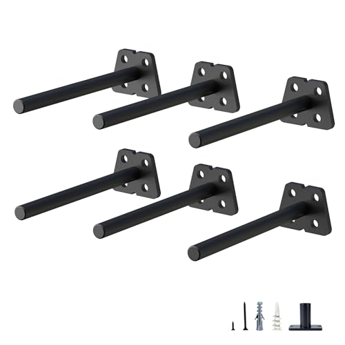 NEODROP 6-Pack 4 Inch Hidden Floating Shelf Bracket, Heavy Duty Blind Shelf Support Hardware | Invisible Wall Brackets for Kitchen, Fireplace Mantel Wood Shelves | Black Powder Coated Solid Steel - size: 4 Inch, style: 6 Pack