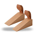 2Pack Wooden Door Stopper Non-Slip Security Wood Door Wedge with Leather Strap for Hanging Door Stopper, in House Bedroom Office Living Room Hotel Cabin (2pcs) - style: Small (2pcs)
