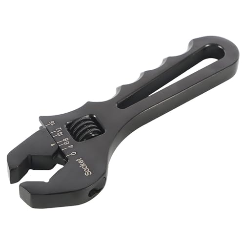 WFLNHB 3AN-16AN Adjustable Wrench Aluminum Tool Spanner for Hose End Fitting Black