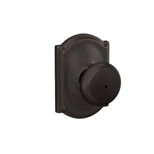 SCHLAGE Plymouth Bed/Bath Privacy Door Handle with Lock, Aged Bronze - color: Aged Bronze, size: Camelot
