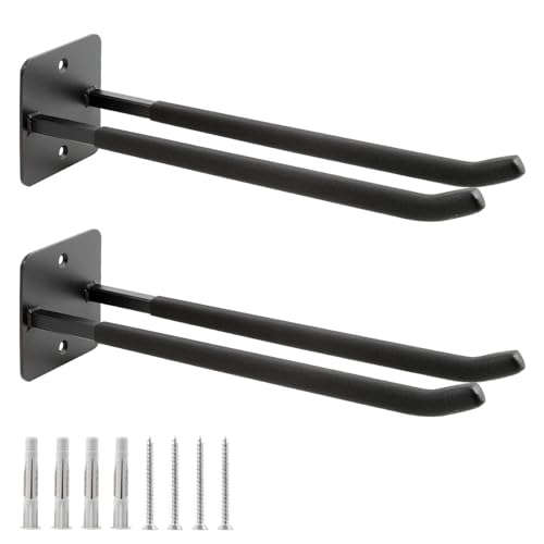 Sinoer 2 Pack Steel Wall Mount Double Garage Storage Hooks - style: 2pc Upgraded Square tube hooks -14"
