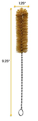 EISCO 12PK Bristle Cleaning Brushes with Fan-Shaped Ends, 9.25" - Twisted Stainless Steel Wire Handle - Ideal for 1" - 1.2" Diameter Tubes, Bottles, Flasks, Cylinders, Jars, Vases, Cups