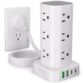 6FT Power Strip Tower Surge Protector, 12 Wide Spaced Outlets, 4 USB - color: White, size: 6FT without Wireless Charging