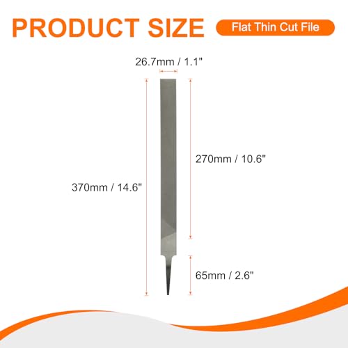HARFINGTON 2pcs Flat Thin Cut File 12" Double Cut Teeth High Carbon Steel Hand Rasp File without Handle for Metal Wood Deburring Removing - size: 12", style: Thin