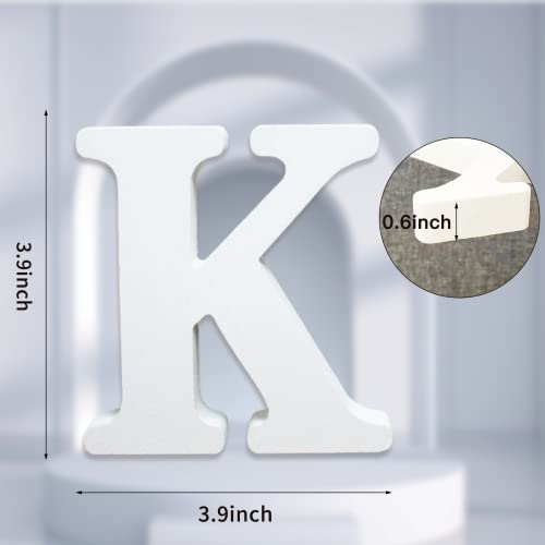 AOCEAN 4 Inch White Wood Letters Unfinished Wood Letter for Wall Decor Decorative Standing Letters Slices Sign Board Decoration for Craft Home Party Projects (K) - style: K