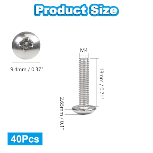 40Pcs M4 x 18mm Truss Head Machine Screws for Cabinet Pull - size: M4 x 18mm
