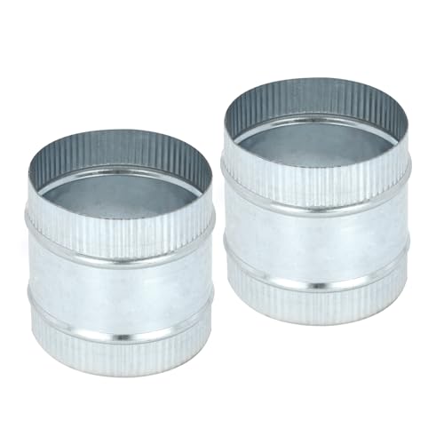 PATIKIL 5 Inch Duct Connector Coupling, 2 Pcs Galvanized Steel Straight Dryer Vent Coupler Flexible Ducting Collar Connector Round Crimped Ventilation Duct Extension for HVAC System Pipe - size: 5 Inch