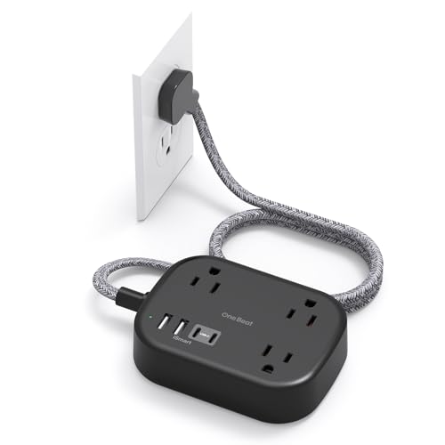 Cruise Essentials 2026,One Beat Travel Power Strip with USB C,Flat Plug 6ft - color: Black, size: 6Ft